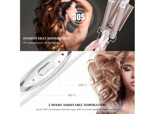 ✨ RIZADOR DE CABELLO ROZIA ✨ 3 Barriles de magia 🔥 ¡Ondas de impacto! 🌊💁🏻♀️