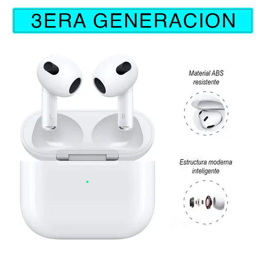🎉 AIRPODS (3ERA GENERACIÓN) 🎉🔝CALIDAD A1 - TOP🔋 𝗖𝗔𝗥𝗚𝗔 𝗜𝗡𝗔𝗟𝗔𝗠𝗕𝗥𝗜𝗖𝗔